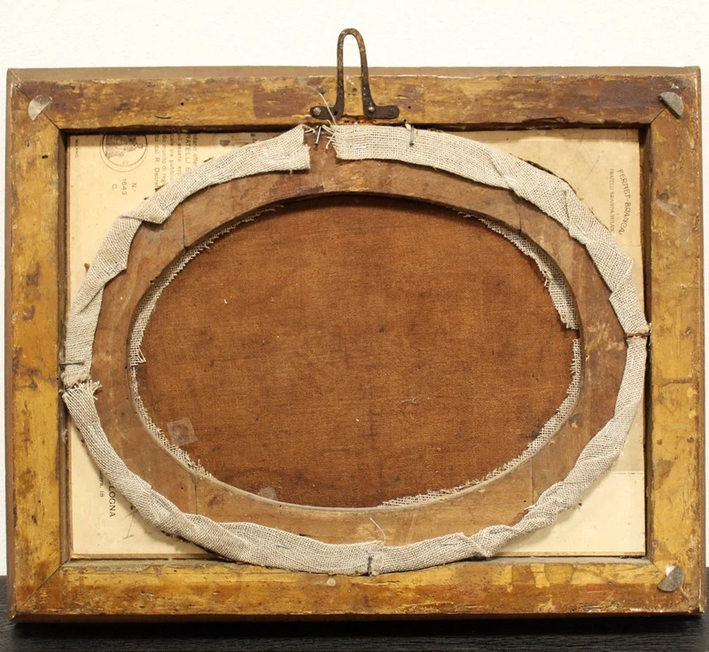 Peinture à l'huile ancienne sur toile avec cadre doré 18ème siècle