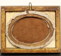 Peinture à l'huile ancienne sur toile avec cadre doré 18ème siècle