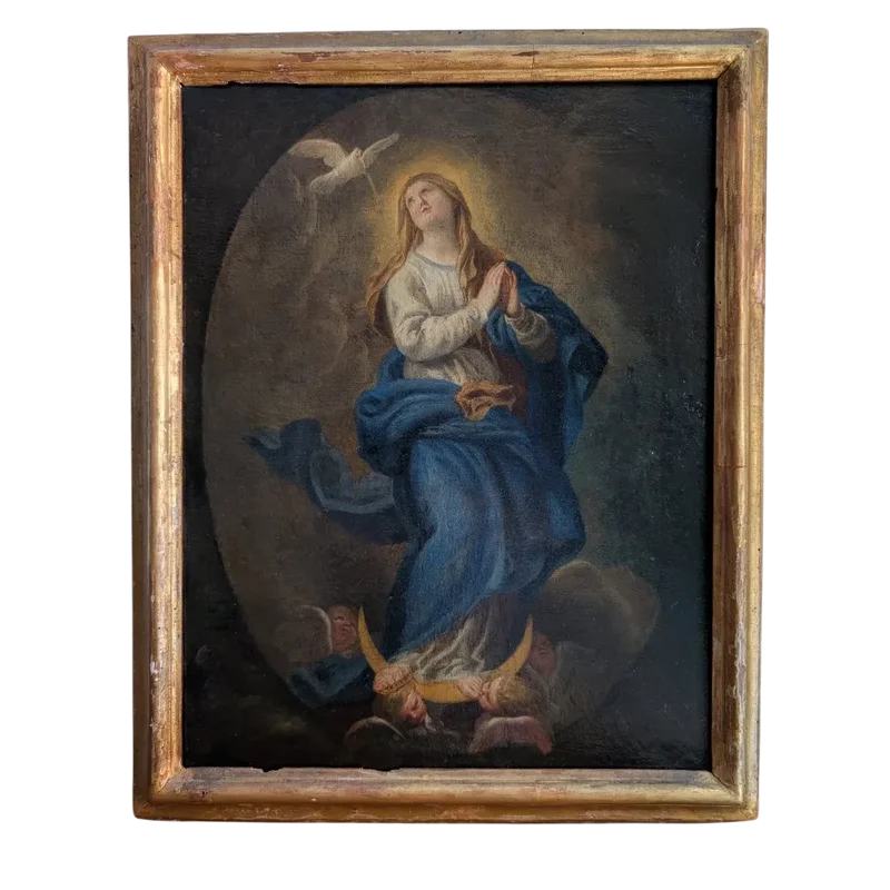 Tableau ancien - Immaculée Conception - Huile sur toile - XVIIIe siècle