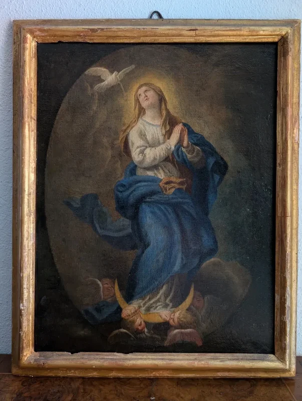 Tableau ancien - Immaculée Conception - Huile sur toile - XVIIIe siècle