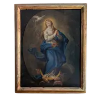 Tableau ancien - Immaculée Conception - Huile sur toile - XVIIIe siècle