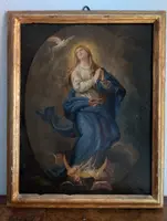 Tableau ancien - Immaculée Conception - Huile sur toile - XVIIIe siècle
