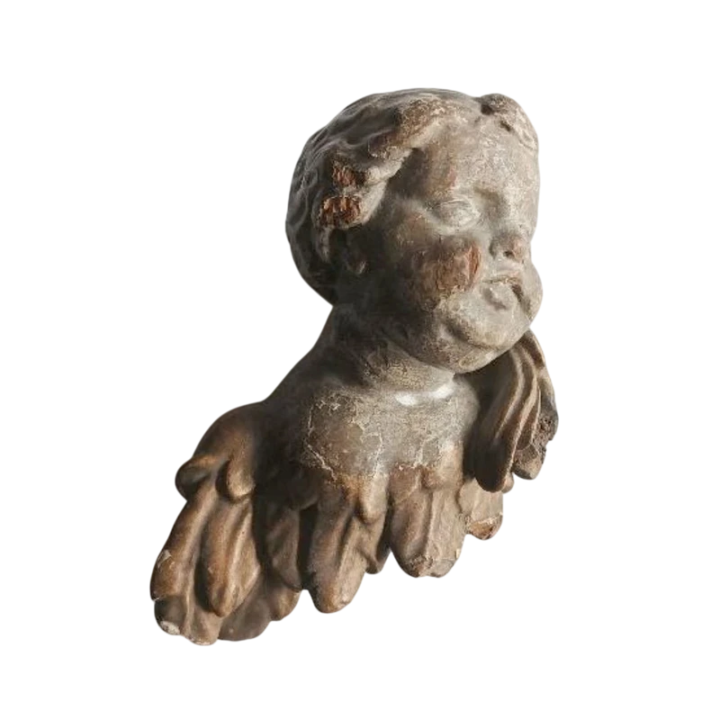 Tête d'ange en bois doré et argenté 18e siècle