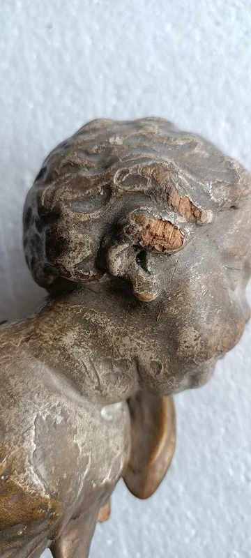 Tête d'ange en bois doré et argenté 18e siècle