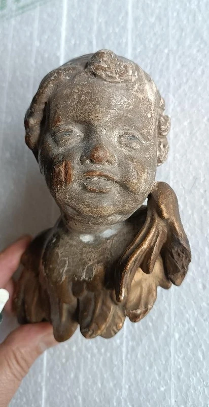 Tête d'ange en bois doré et argenté 18e siècle