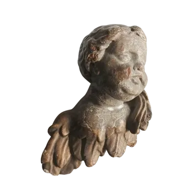 Tête d'ange en bois doré et argenté 18e siècle