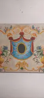 bellissimo pannello decorativo ,  dipinto a  tempera su carta riportata su tela, cm 75x129, buo