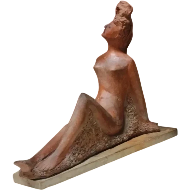 FEMALE NUDE SCULPTURE "ALBERTO SPARAPANI" TERRACOTTA SIGNED
