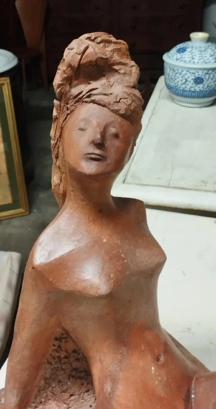 FEMALE NUDE SCULPTURE "ALBERTO SPARAPANI" TERRACOTTA SIGNED