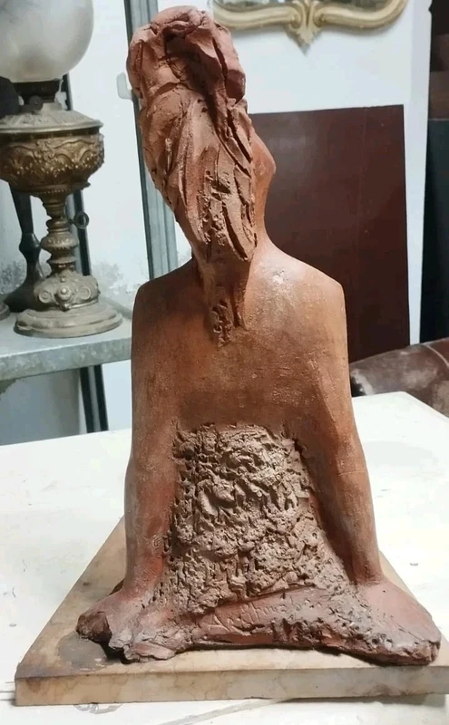 FEMALE NUDE SCULPTURE "ALBERTO SPARAPANI" TERRACOTTA SIGNED
