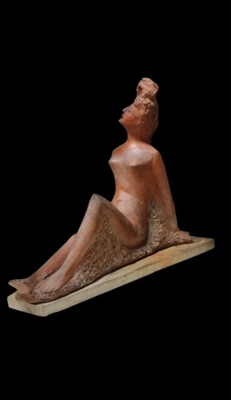 FEMALE NUDE SCULPTURE "ALBERTO SPARAPANI" TERRACOTTA SIGNED