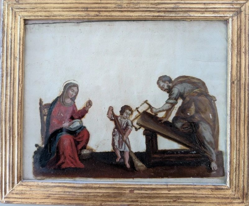 Scena sacra – dipinto ad olio su vetro, fine XVIII secolo