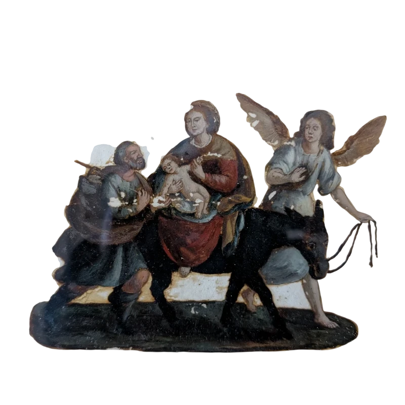 Dipinto olio su vetro raffigurante la Fuga in Egitto – fine XVIII secolo