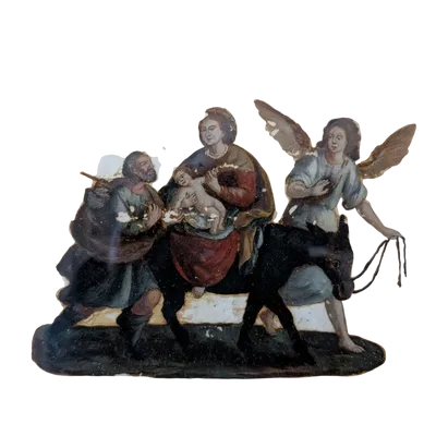 Dipinto olio su vetro raffigurante la Fuga in Egitto – fine XVIII secolo