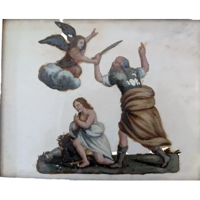Dipinto olio su vetro raffigurante il Sacrificio di Isacco – fine XVIII secolo