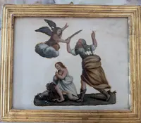 Dipinto olio su vetro raffigurante il Sacrificio di Isacco – fine XVIII secolo