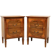 Paire de tables de chevet Louis XVI en noyer marqueté du XVIIIe siècle