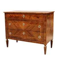 Antico cassettone comò Luigi XVI in noce intarsiato 19°secolo