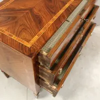 Antico cassettone comò Luigi XVI in noce intarsiato 19°secolo