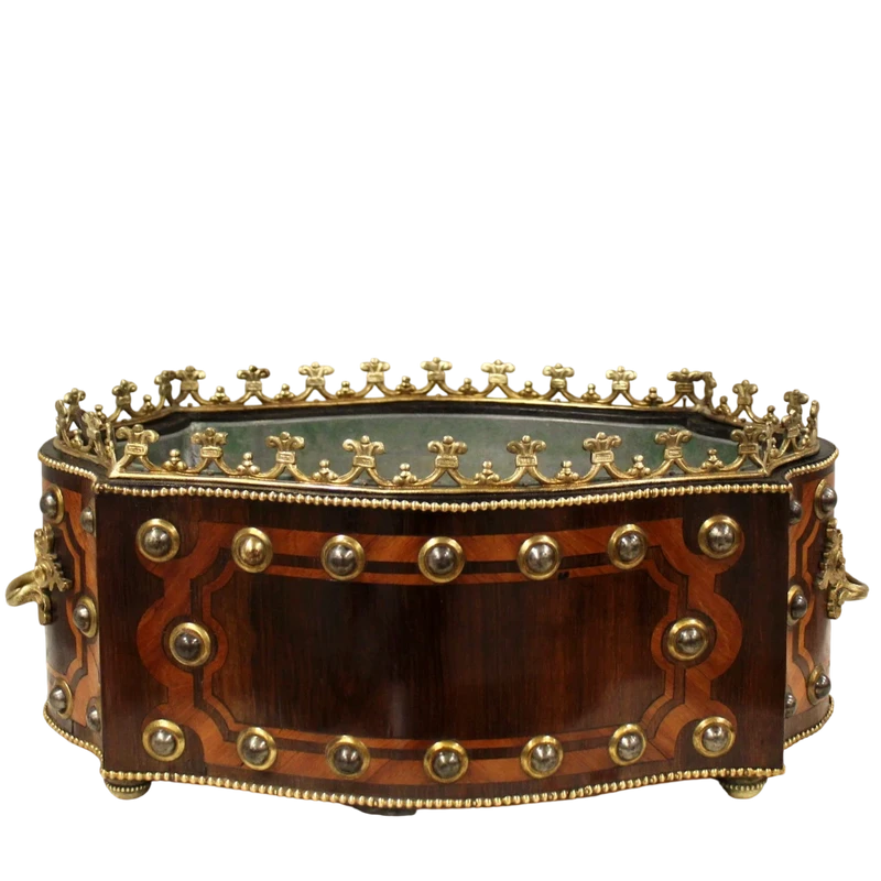 Centre de table jardiniere Napoleon III marqueté 19eme siecle