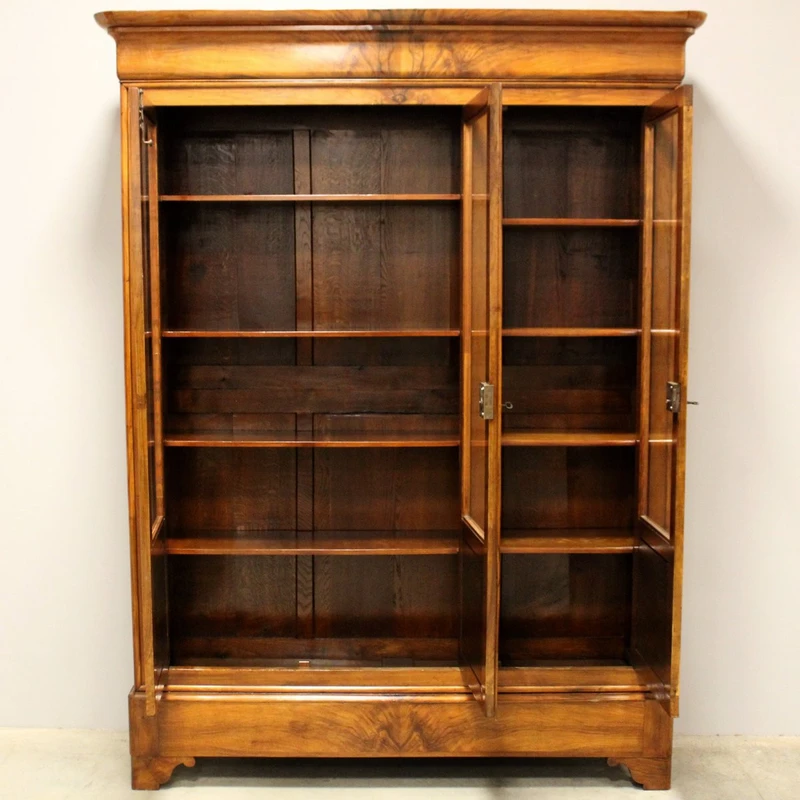 Bibliothèque ancienne Louis Philippe en noyer 19ème siècle