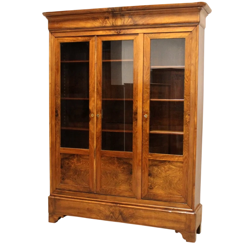 Bibliothèque ancienne Louis Philippe en noyer 19ème siècle