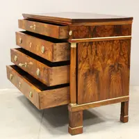 Antico cassettone comò Impero in noce intarsiato 19°secolo