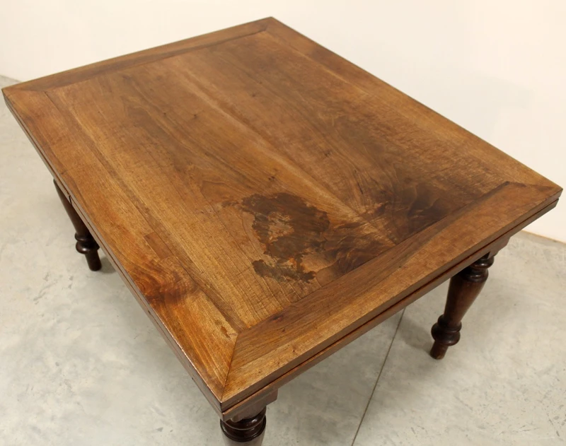 Antico tavolo allungabile a tiri Luigi Filippo in noce 19°secolo