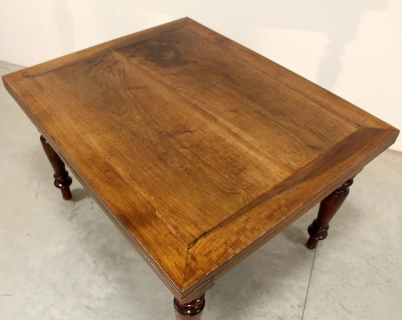 Antico tavolo allungabile a tiri Luigi Filippo in noce 19°secolo