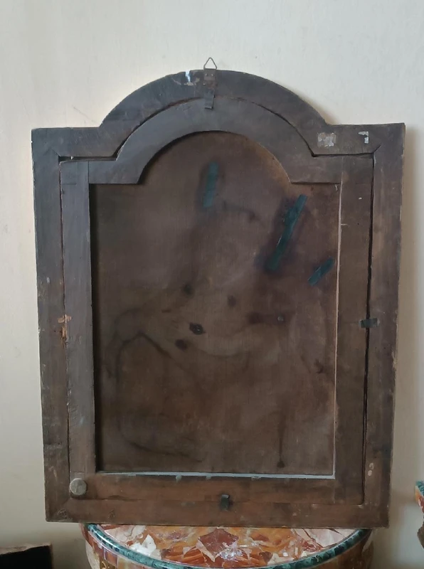 Antico dipinto olio su tela "Maria Vergine con bambino"