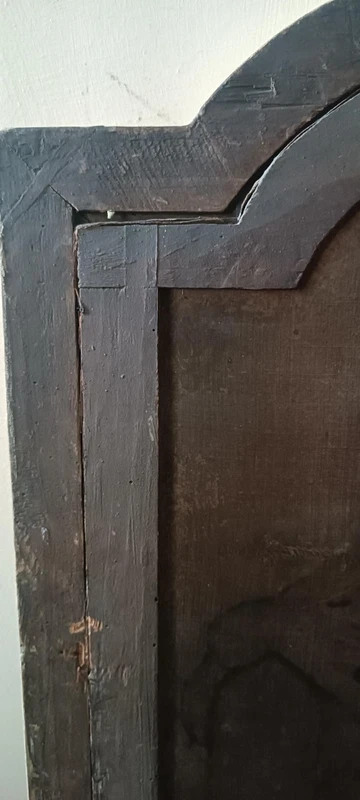 Antico dipinto olio su tela "Maria Vergine con bambino"