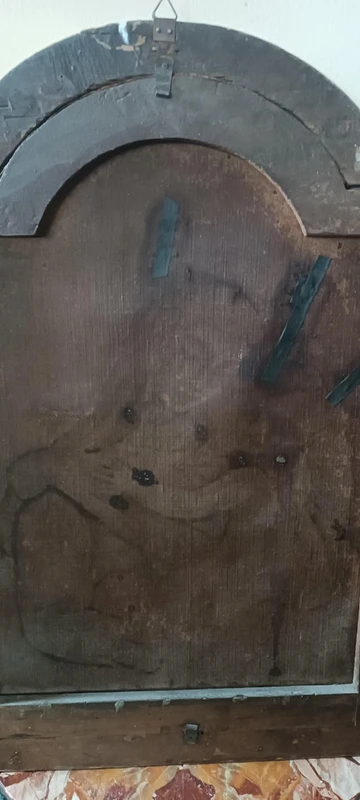 Antico dipinto olio su tela "Maria Vergine con bambino"