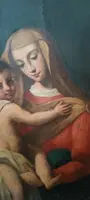 Antico dipinto olio su tela "Maria Vergine con bambino"