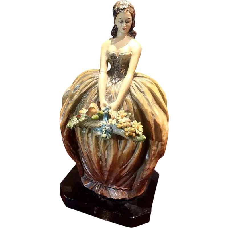Important Painted Terracotta Work MOLLICA 1930s signed 35 Cm