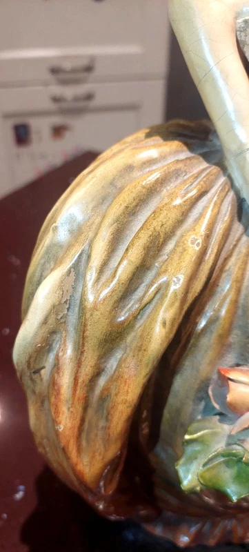 Importante Opera In Terracotta Dipinta MOLLICA Anni 30 firmata 35 Cm