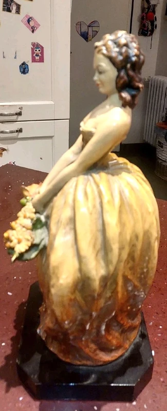 Importante Opera In Terracotta Dipinta MOLLICA Anni 30 firmata 35 Cm