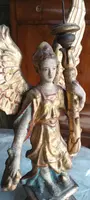 Pair of painted and gilded papier-mâché candleholder angels. Italian Baroque art 17th-18th cent.