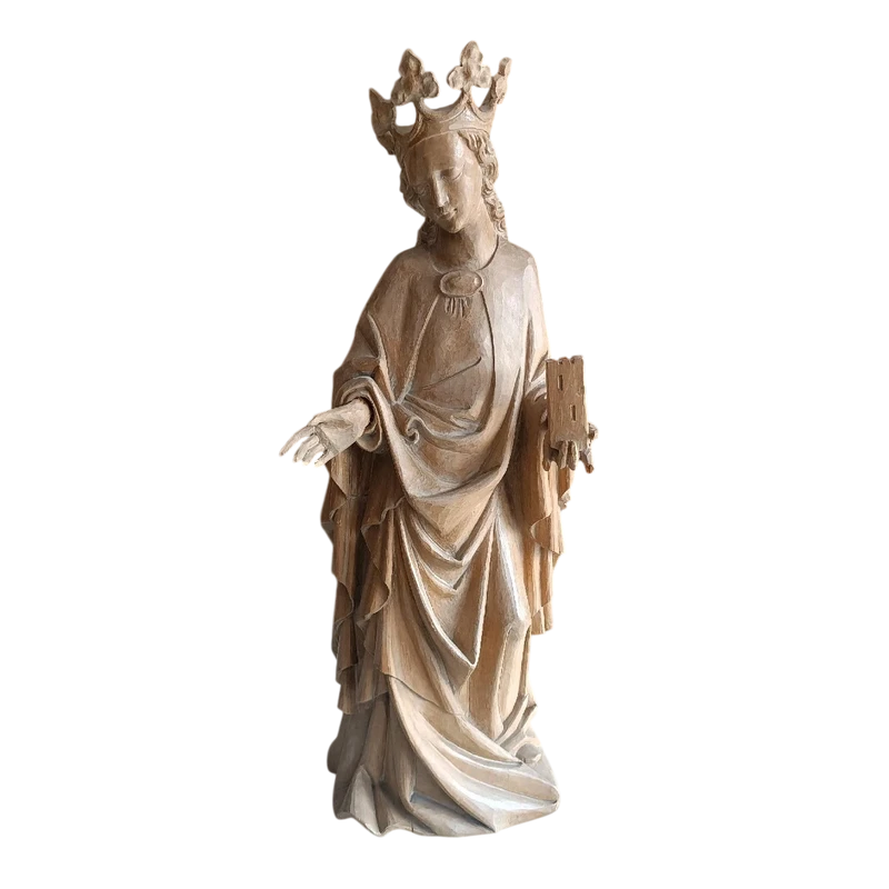 Antique wooden sculpture depicting St. Barbara h.70 cm