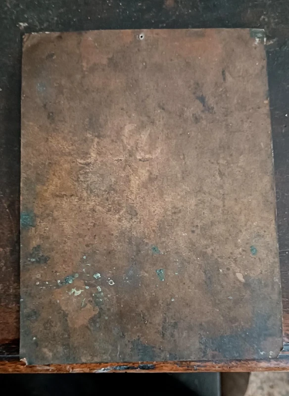 Peinture ancienne sur cuivre - 17e/18e siècle-Madone avec enfant endormi