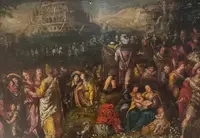 Oil on panel painting late 1500s the Tower of Babel Frans Francken II