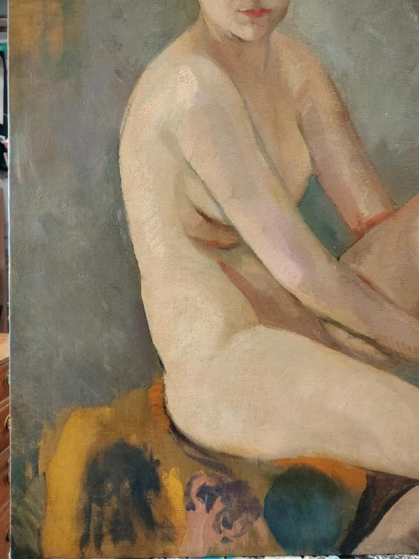 Oil on canvas depicting female nude , author Armando Spadini (Florence 1883 - Rome 1995) -