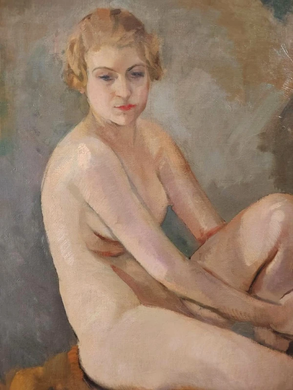 Oil on canvas depicting female nude , author Armando Spadini (Florence 1883 - Rome 1995) -
