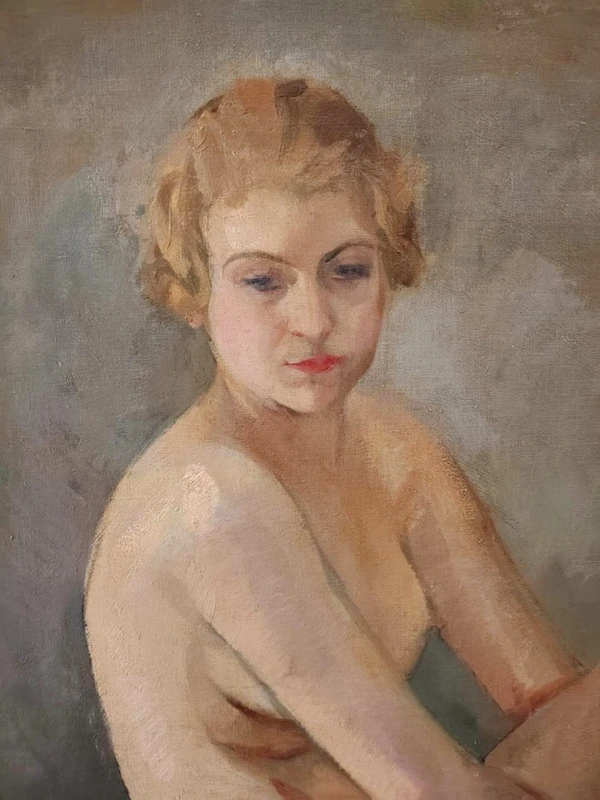 Oil on canvas depicting female nude , author Armando Spadini (Florence 1883 - Rome 1995) -