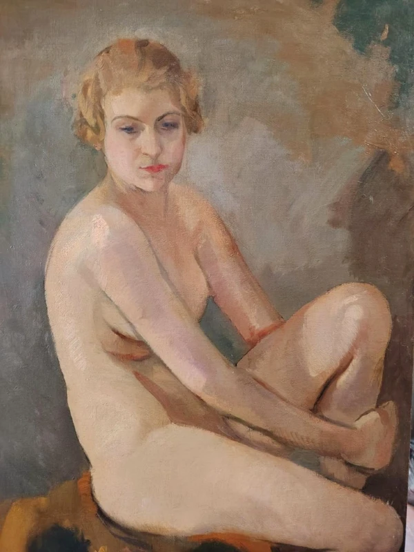 Oil on canvas depicting female nude , author Armando Spadini (Florence 1883 - Rome 1995) -