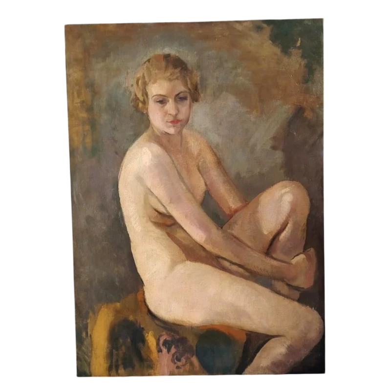 Oil on canvas depicting female nude , author Armando Spadini (Florence 1883 - Rome 1995) -