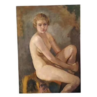 Oil on canvas depicting female nude , author Armando Spadini (Florence 1883 - Rome 1995) -