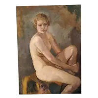 Oil on canvas depicting female nude , author Armando Spadini (Florence 1883 - Rome 1995) -