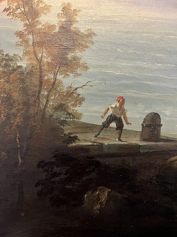 Dipinto a olio su tela – Veduta della Fortezza di Ehrenbreitstein sul fiume Reno