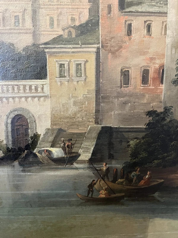 Dipinto a olio su tela – Veduta della Fortezza di Ehrenbreitstein sul fiume Reno