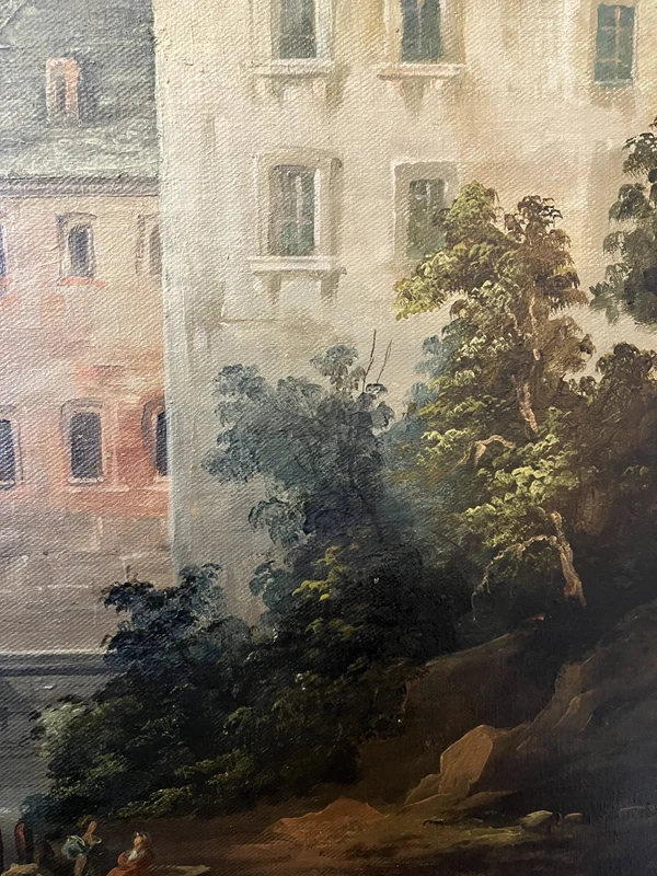 Dipinto a olio su tela – Veduta della Fortezza di Ehrenbreitstein sul fiume Reno